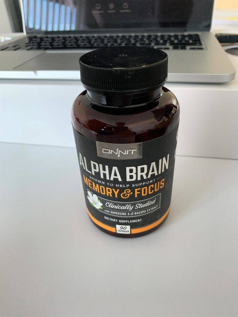 A bottle of Alpha Brain with 90 capsules