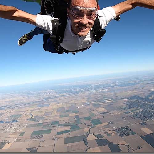 Max Hug skydiving above California