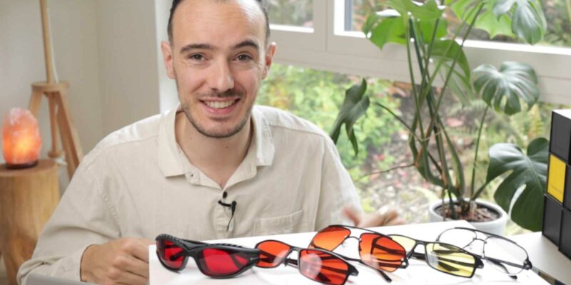 Max with 4 different models of TrueDark glasses